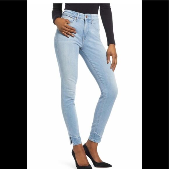Good American Good Legs Slit Hem Skinny Jeans 12 / 31 - Picture 1 of 9
